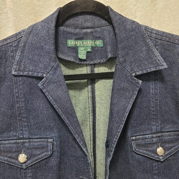 Lauren Ralph Lauren Womens Long Sleeve Denim Jean Trucker Jacket Coat XL - Picture 14 of 15